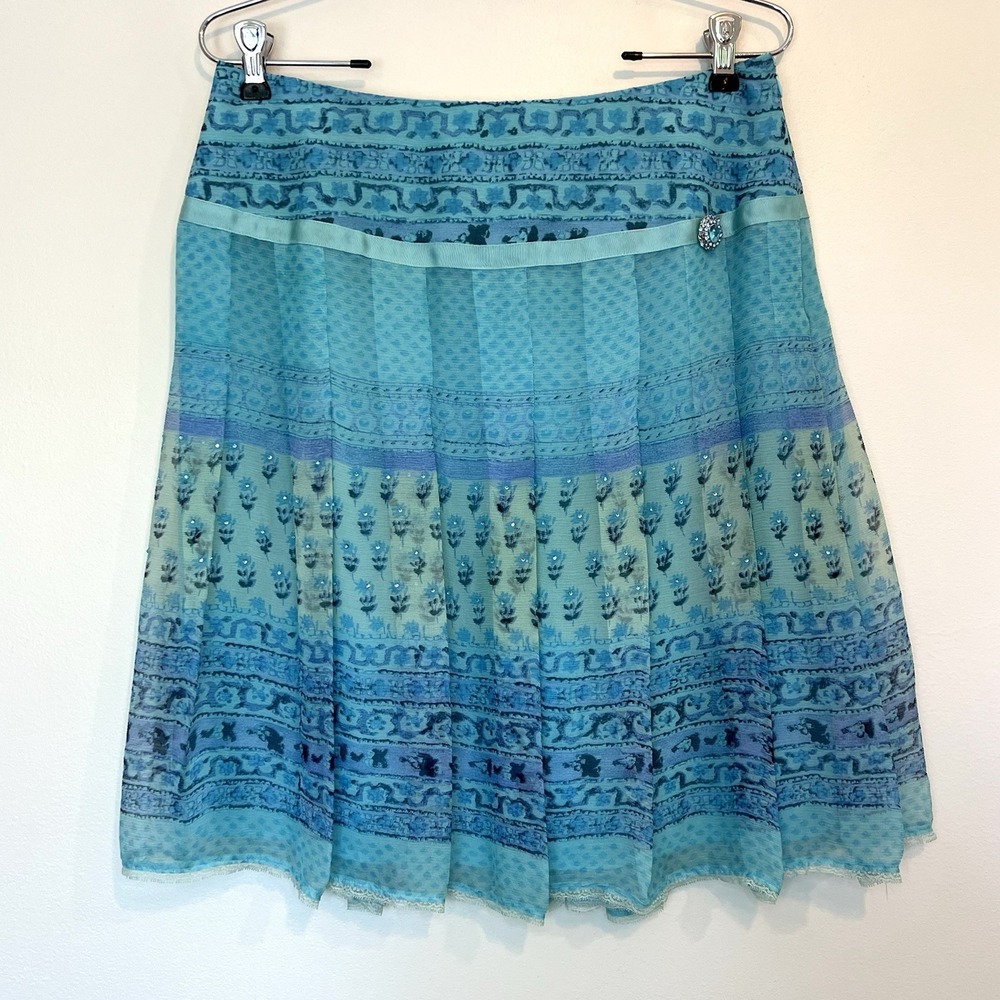 Y2K Silk Pleated 
Skirt 8 Fairy Boho
Clueless Chic Jeweled
Floral ECI NY